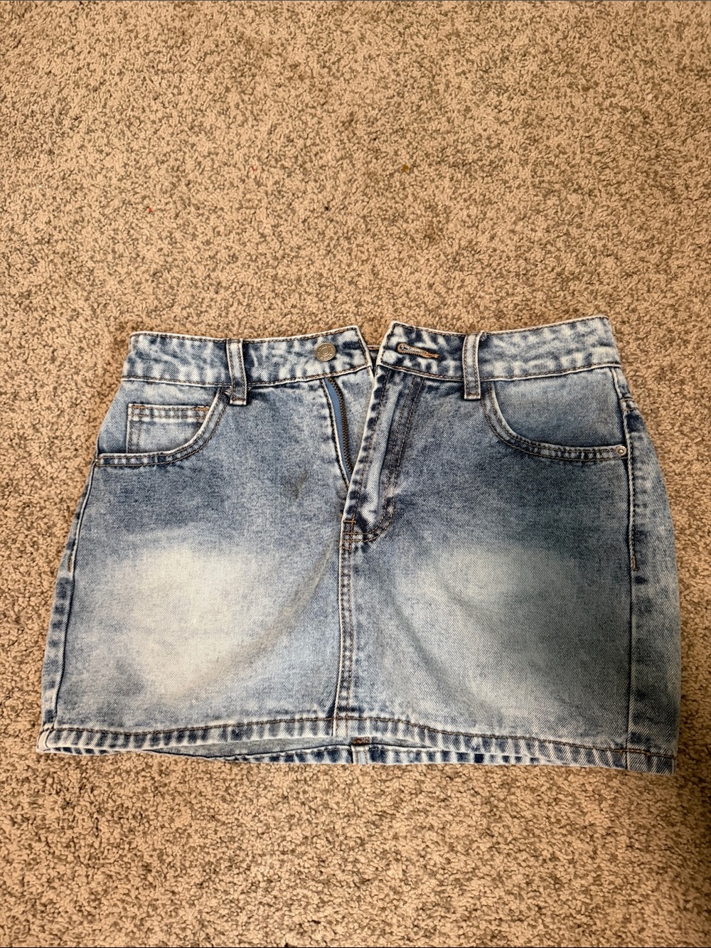 SHEIN Light Blue Washed Denim Mini Skirt